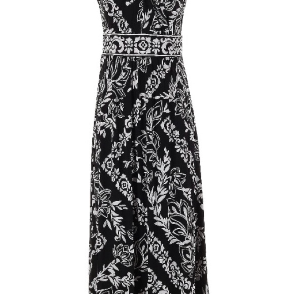 White House Black Market Strapless Black and White Dress